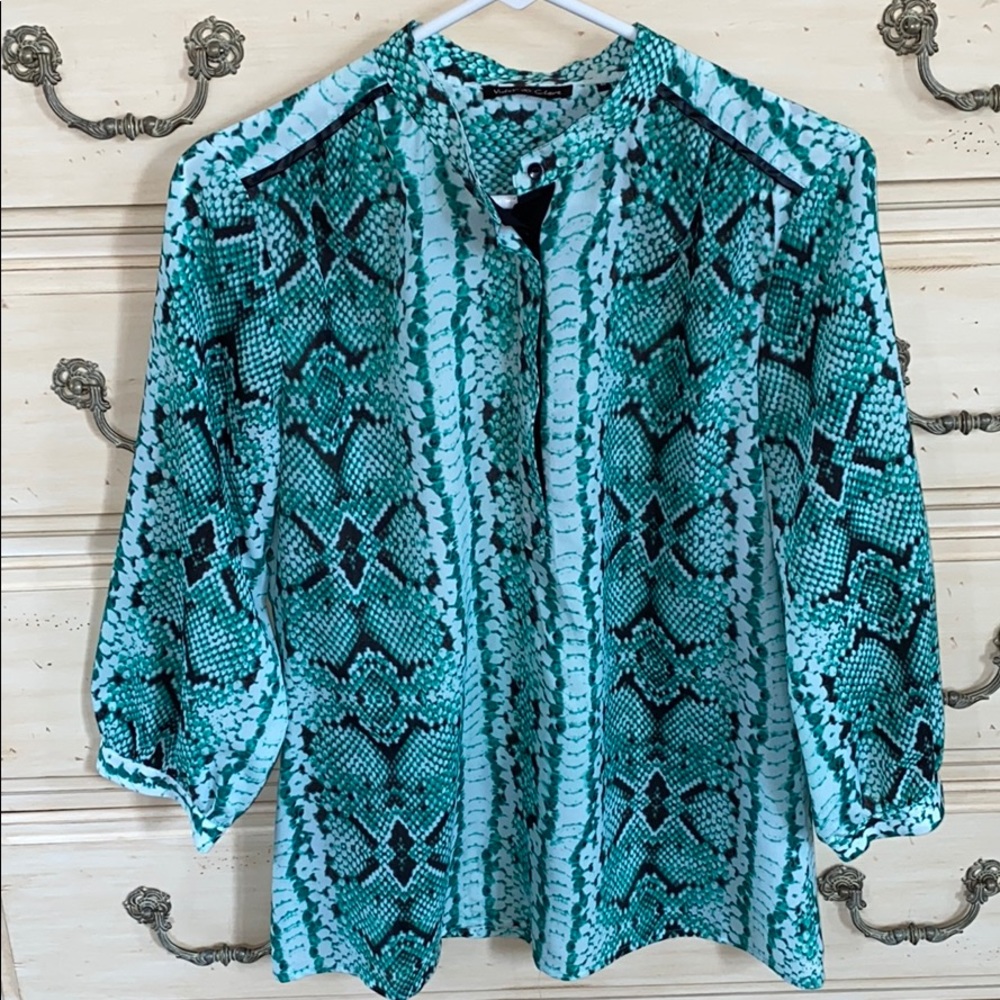Green snakeskin blouse